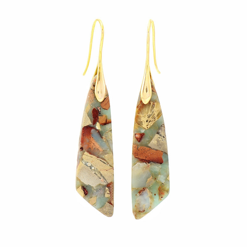 Emperor Stone Bohemian Geometry Eardrop Earrings GEMROCKY-Jewelry-Shoushan Golden-