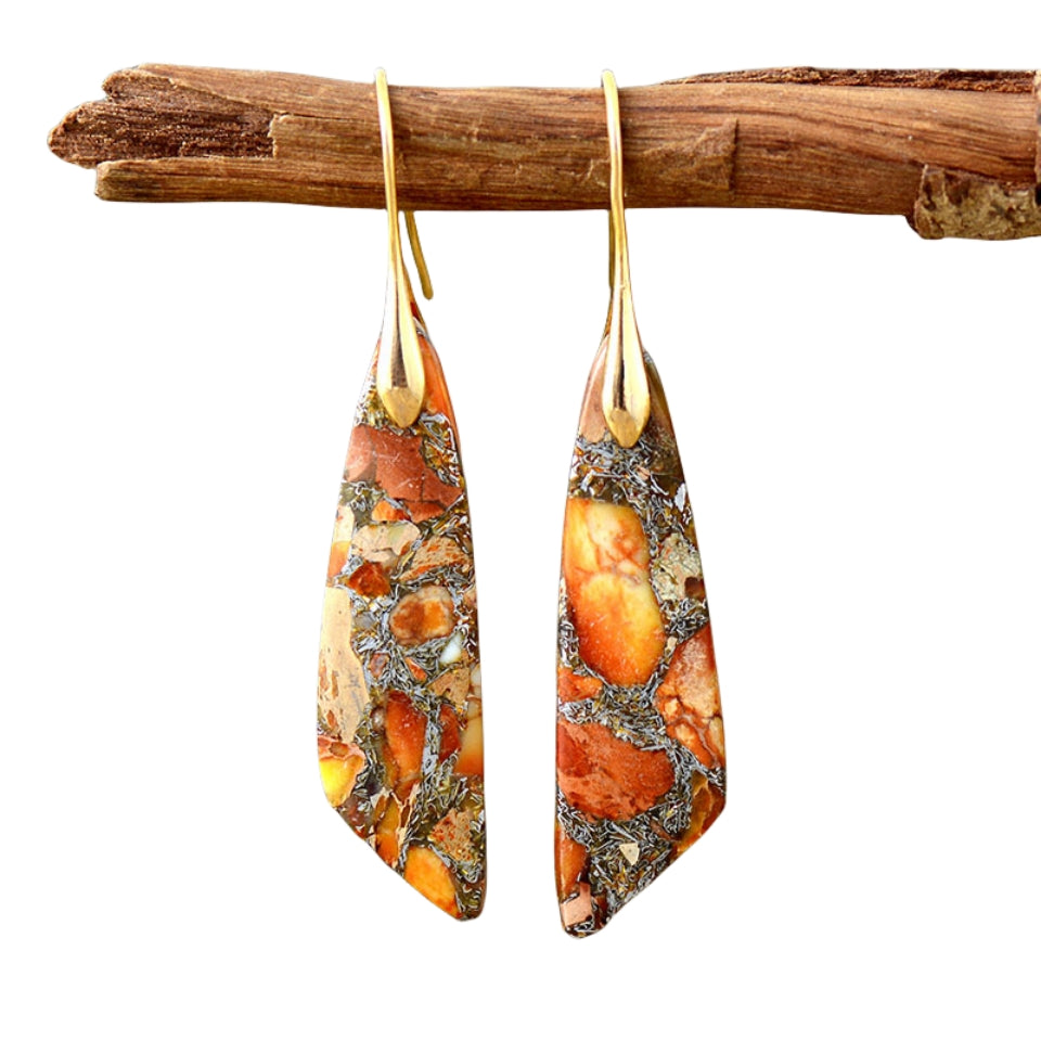 Emperor Stone Bohemian Geometry Eardrop Earrings GEMROCKY-Jewelry-Yellow Golden-