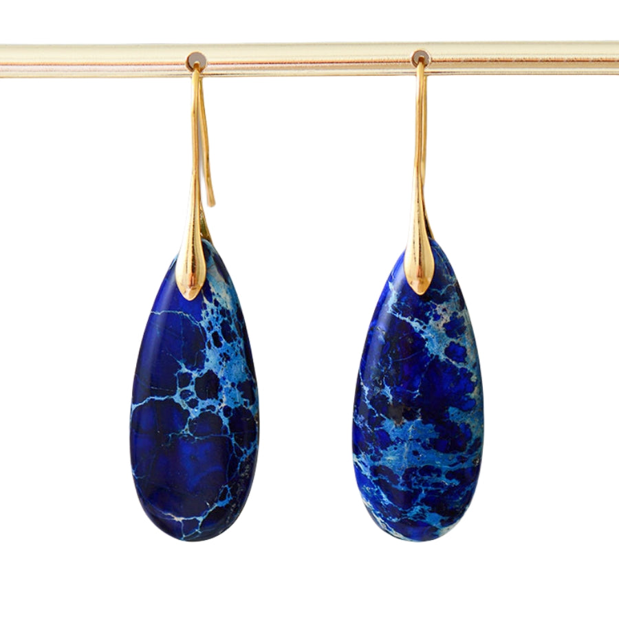 Emperor Stone Bohemian Water Eardrop Earrings GEMROCKY-Jewelry-Blue Golden-