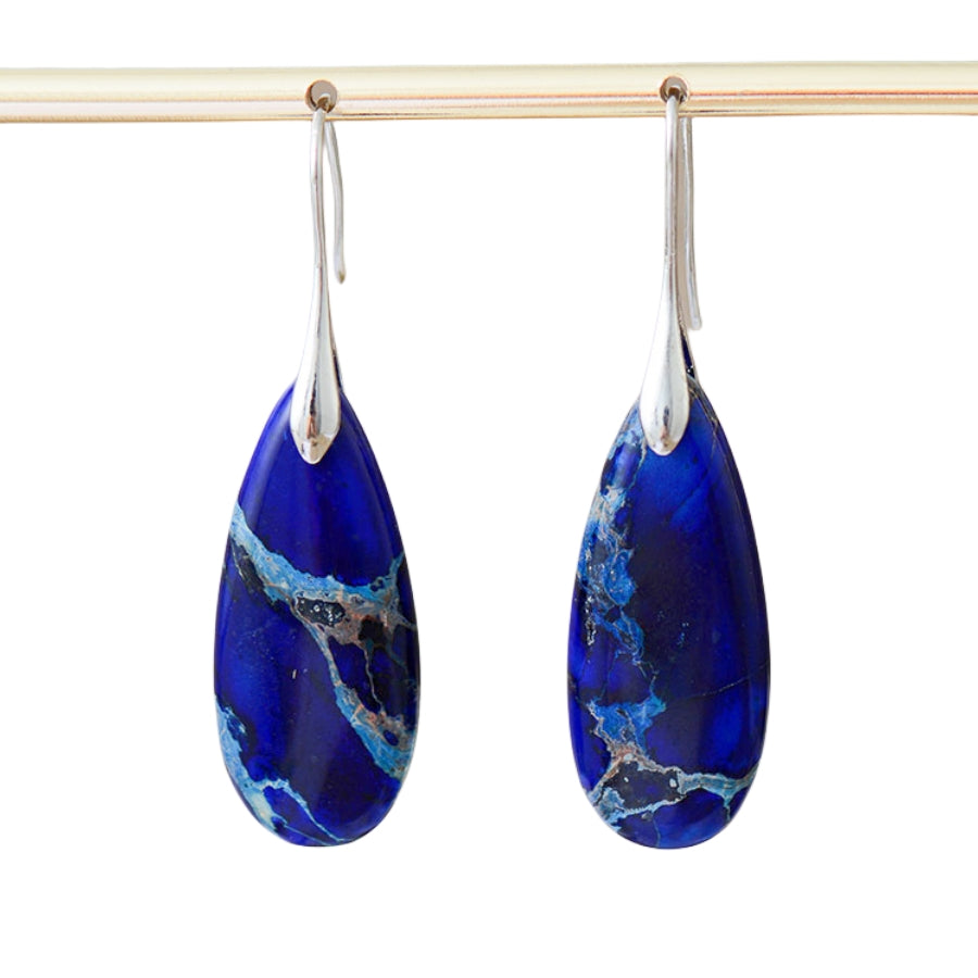 Emperor Stone Bohemian Water Eardrop Earrings GEMROCKY-Jewelry-Blue Silver-