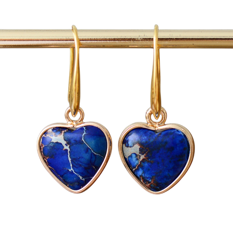 Emperor Stone Heart Eardrop Earrings GEMROCKY-Jewelry-Blue-