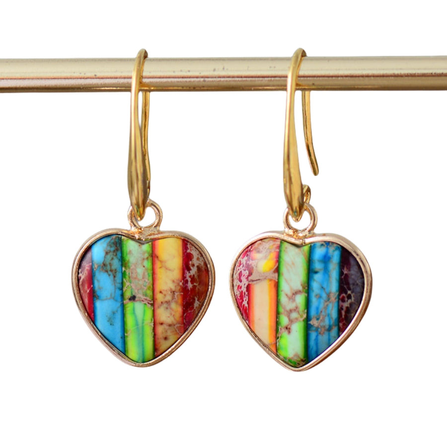 Emperor Stone Heart Eardrop Earrings GEMROCKY-Jewelry-Colorful-