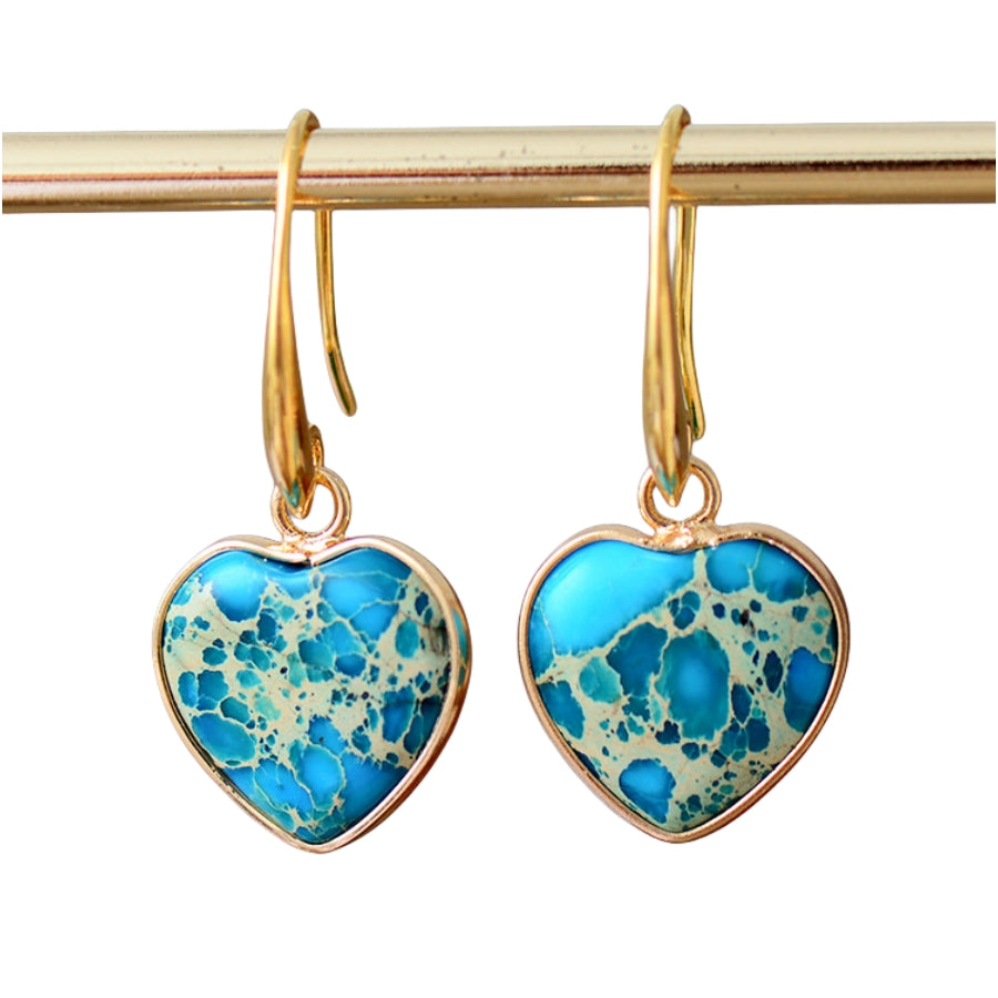 Emperor Stone Heart Eardrop Earrings GEMROCKY-Jewelry-Green-