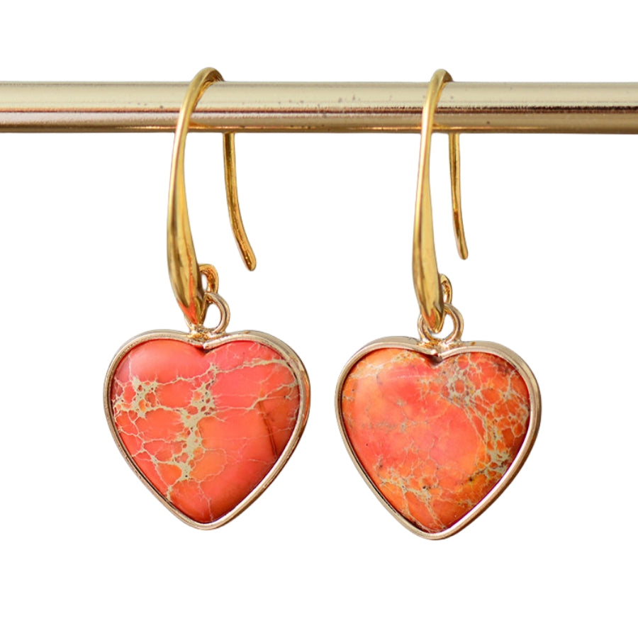 Emperor Stone Heart Eardrop Earrings GEMROCKY-Jewelry-Orange-