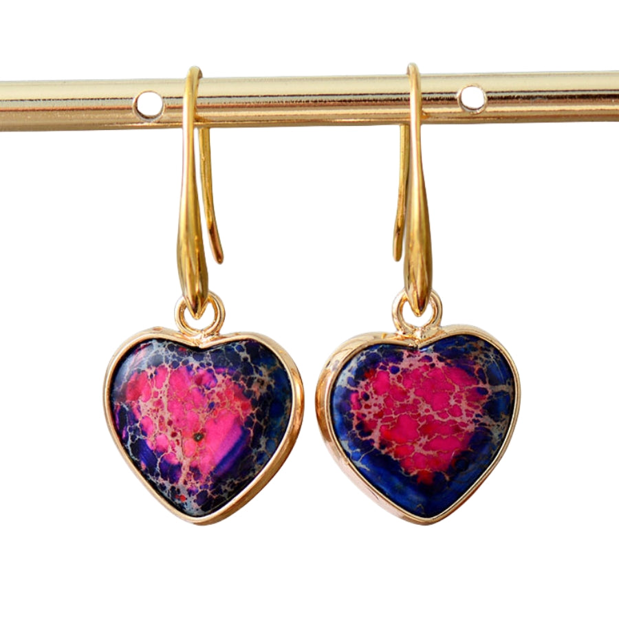 Emperor Stone Heart Eardrop Earrings GEMROCKY-Jewelry-Red Heart-