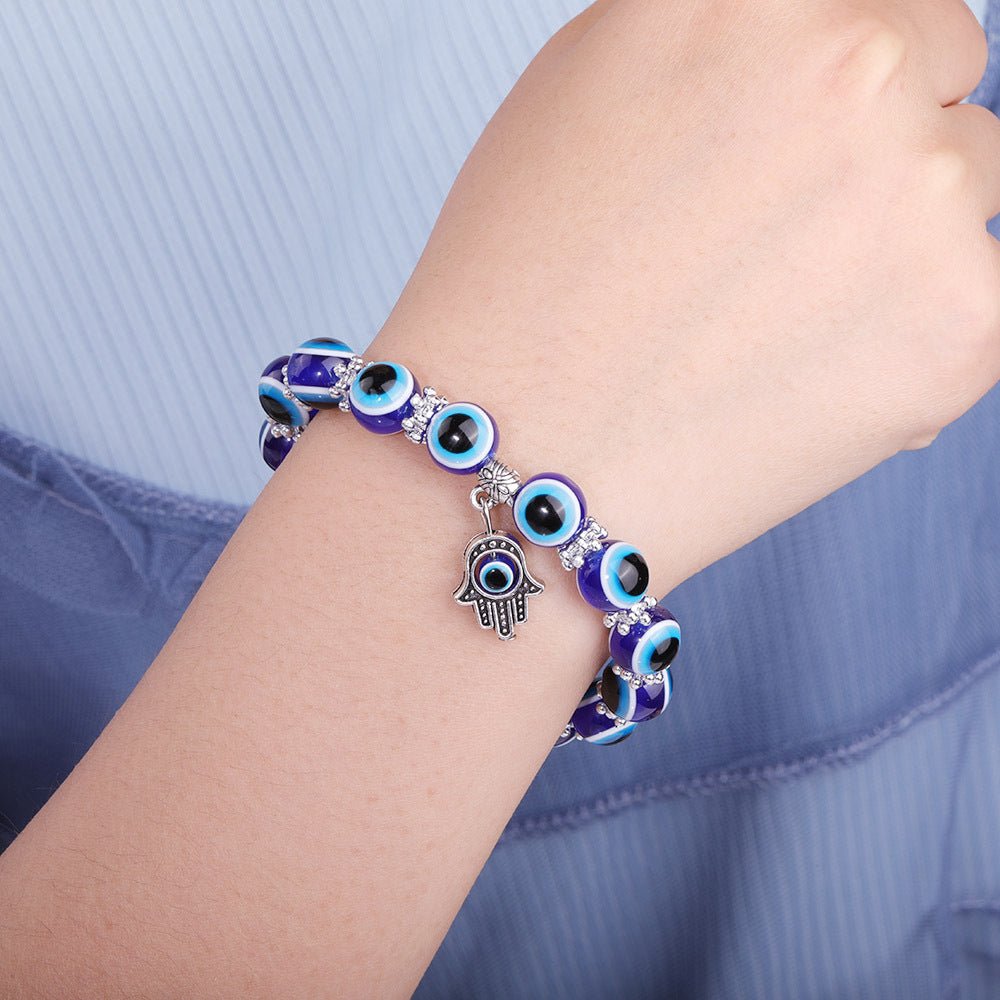 Evil Eye Bead Bracelets with Eye Plam GEMROCKY-Bracelets-