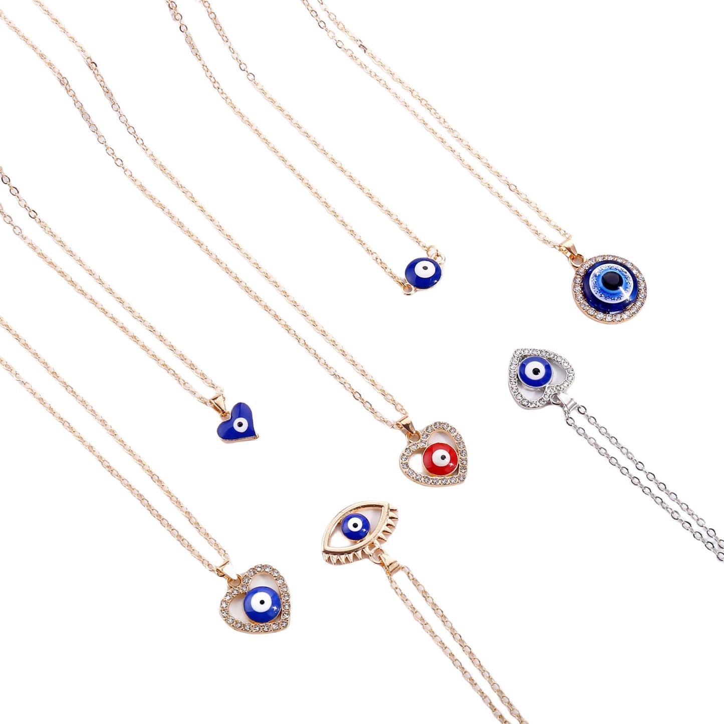 Evil Eye Silver Golden Color Pendant Necklace GEMROCKY-Jewelry-