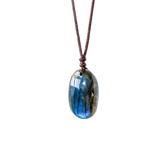 Flashy Labradorite Cobble Pendant Necklaces GEMROCKY-Jewelry-