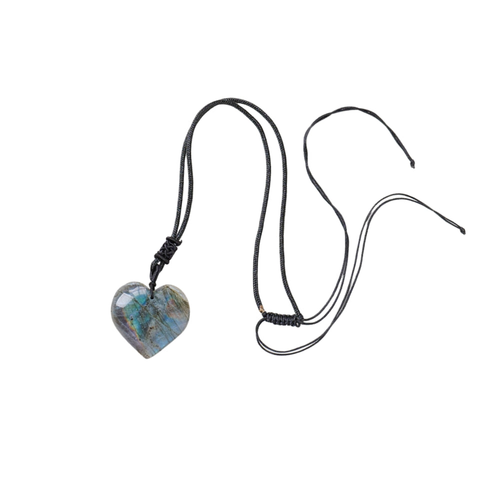 Flashy Labradorite Heart Pendant Necklaces GEMROCKY-Jewelry-