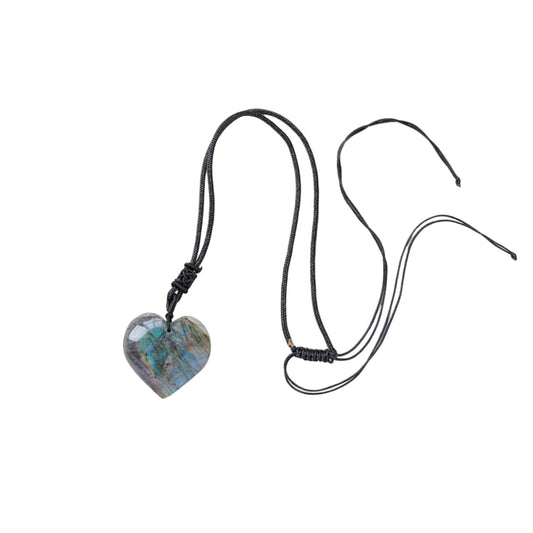 Flashy Labradorite Heart Pendant Necklaces GEMROCKY-Jewelry-