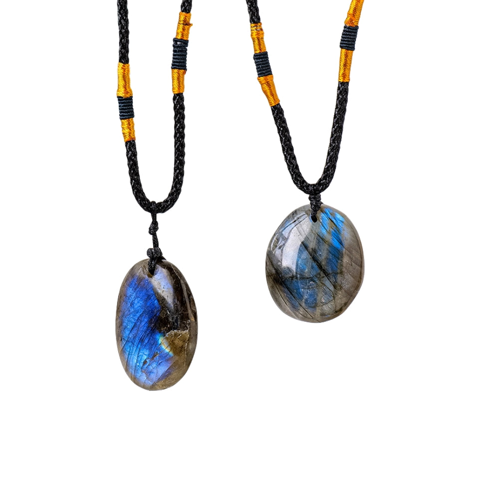 Flashy Labradorite Oval Pendant Necklaces GEMROCKY-Jewelry-