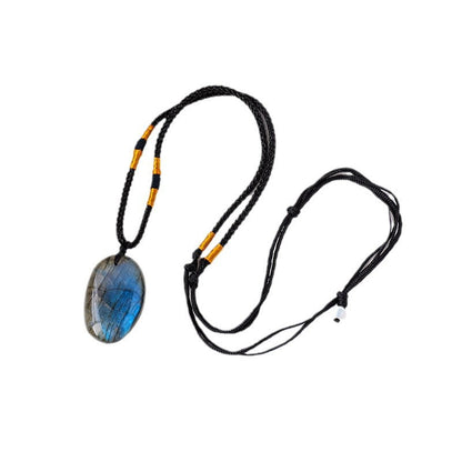 Flashy Labradorite Oval Pendant Necklaces GEMROCKY-Jewelry-