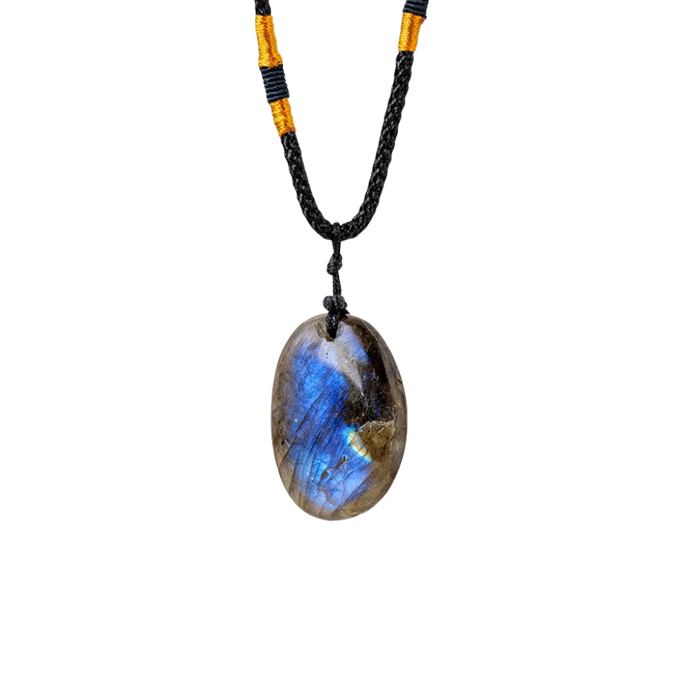 Flashy Labradorite Oval Pendant Necklaces GEMROCKY-Jewelry-