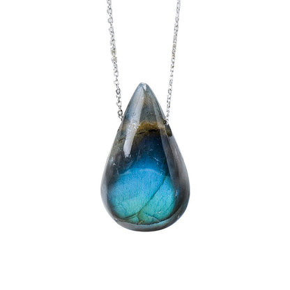 Flashy Labradorite Waterdrop Pendant Necklaces GEMROCKY-Jewelry-