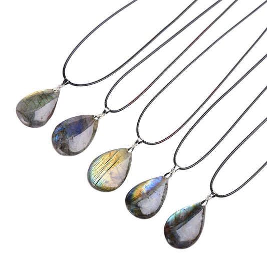 Flashy Labradorite Waterdrop Pendant Necklaces GEMROCKY-Jewelry-