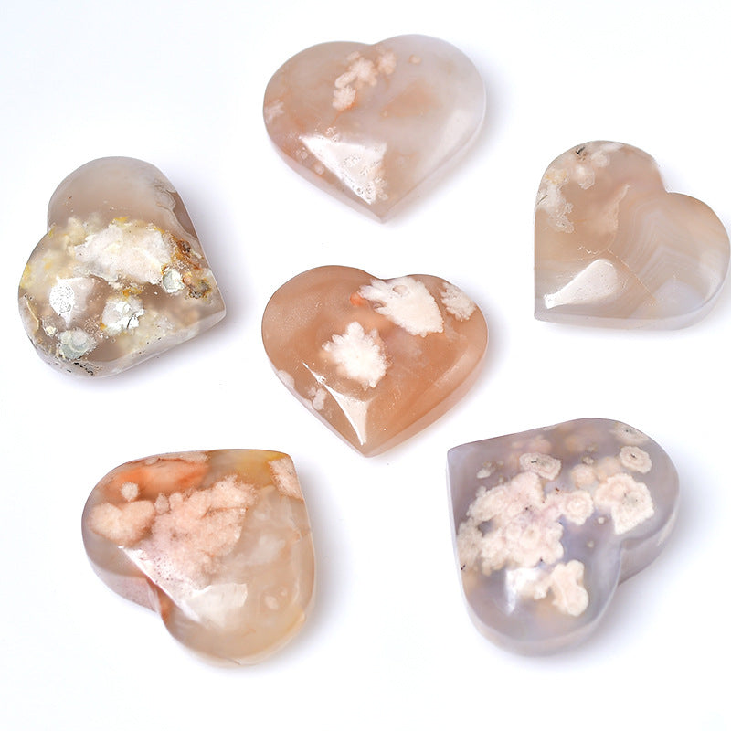 Flower Agate Hearts GEMROCKY-Carvings-