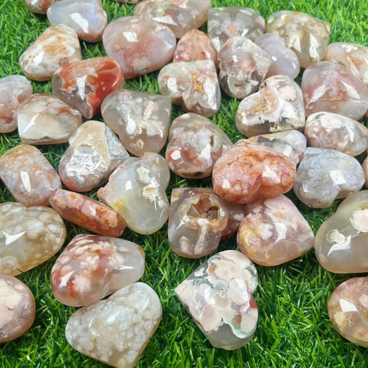 Flower Agate Hearts GEMROCKY-Carvings-