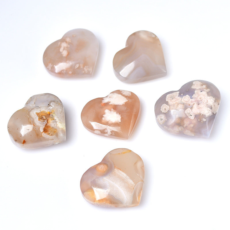 Flower Agate Hearts GEMROCKY-Carvings-