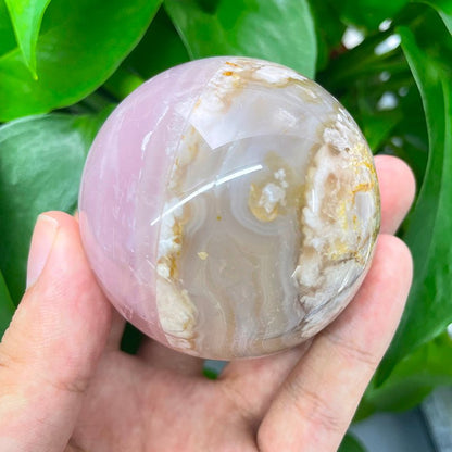 Flower Agate With Rose Quartz Stiching Spheres GEMROCKY-Spheres-