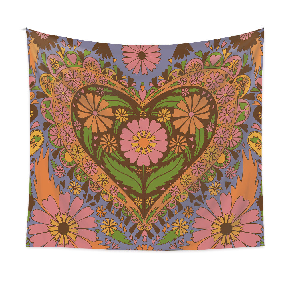 Flower Heart Background Cloth Decor Tapestry GEMROCKY-Decoration-