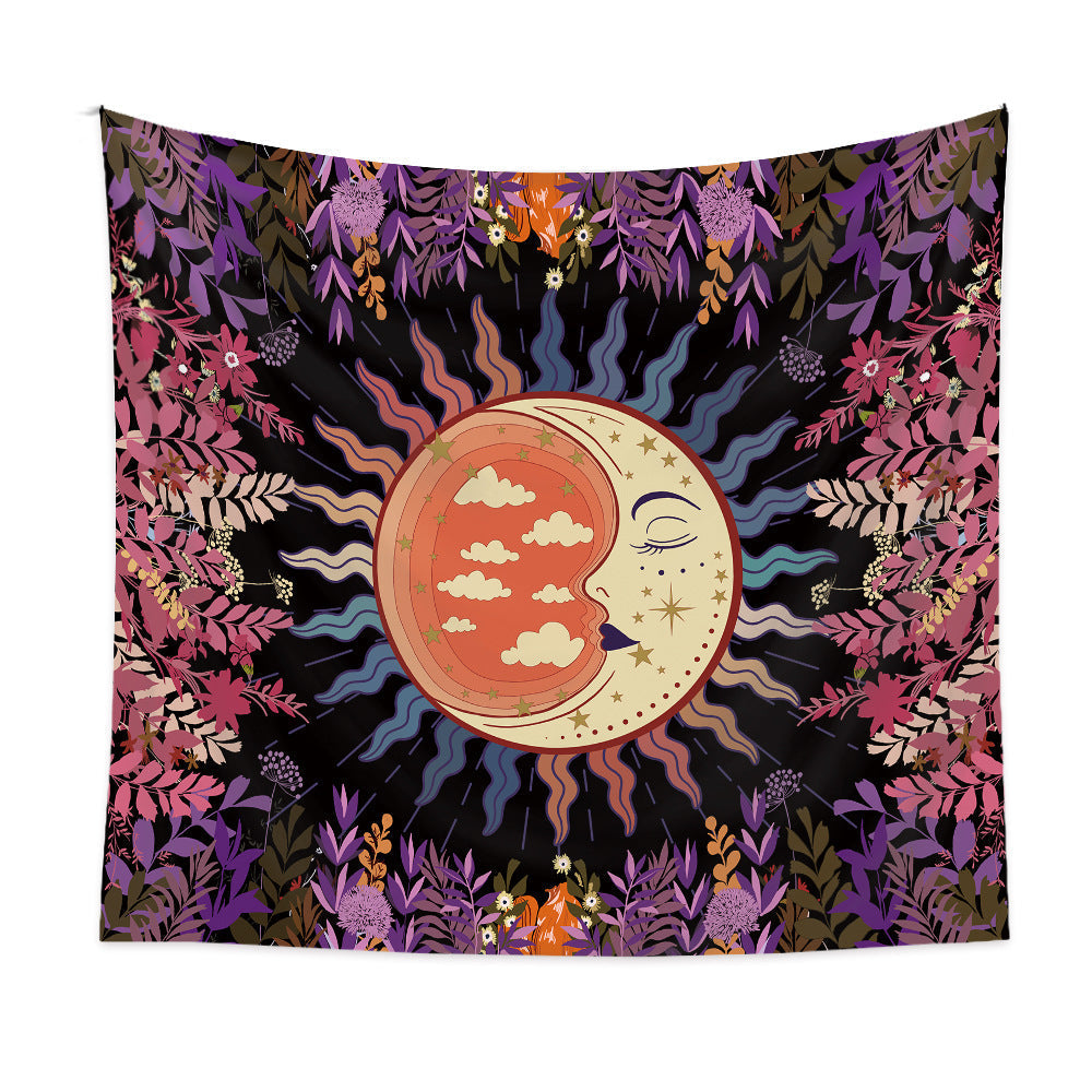 Flower Sleeping Moon Sun Background Cloth Decor Tapestry GEMROCKY-Decoration-