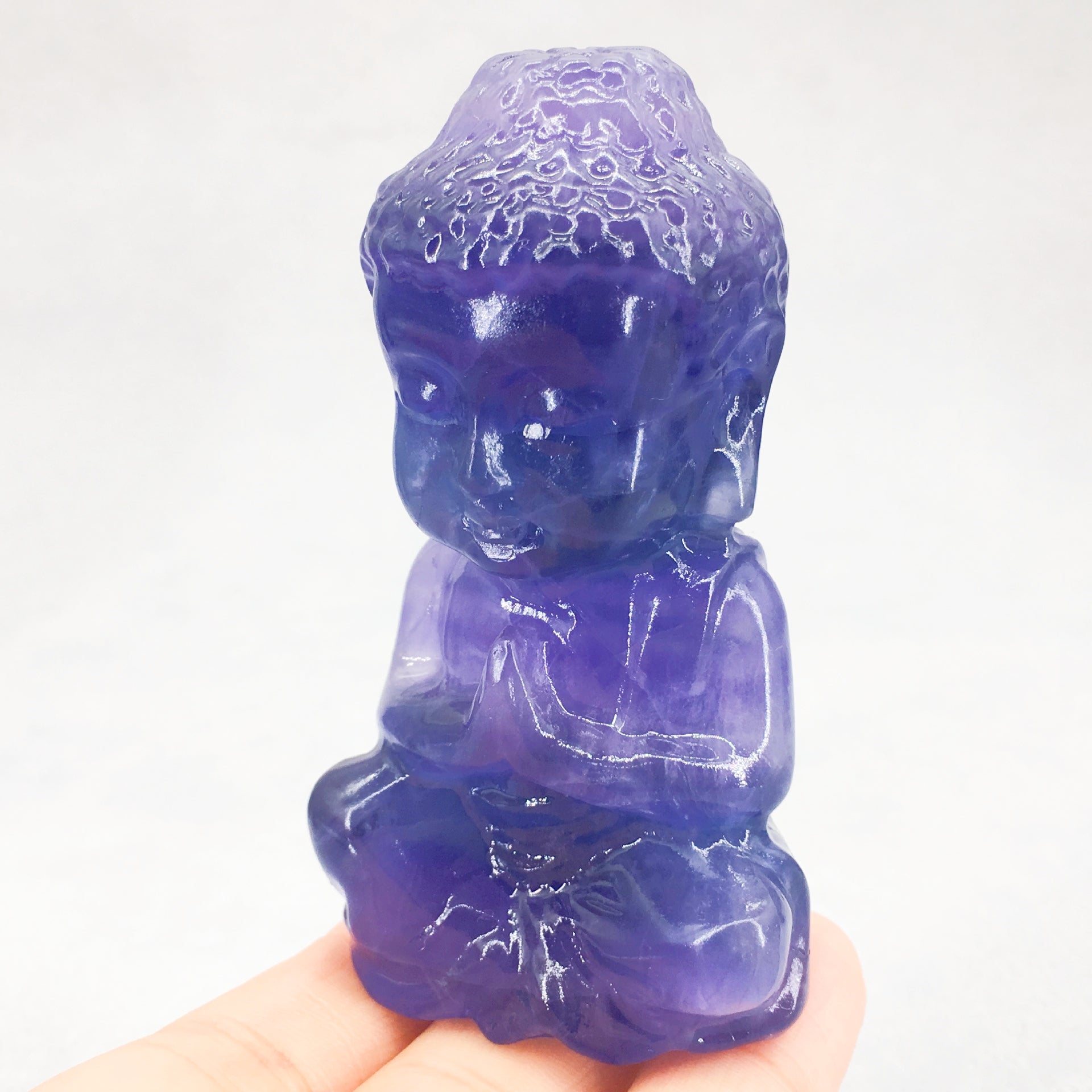 Fluorite Budda 7cm Carvings GEMROCKY-Carvings-