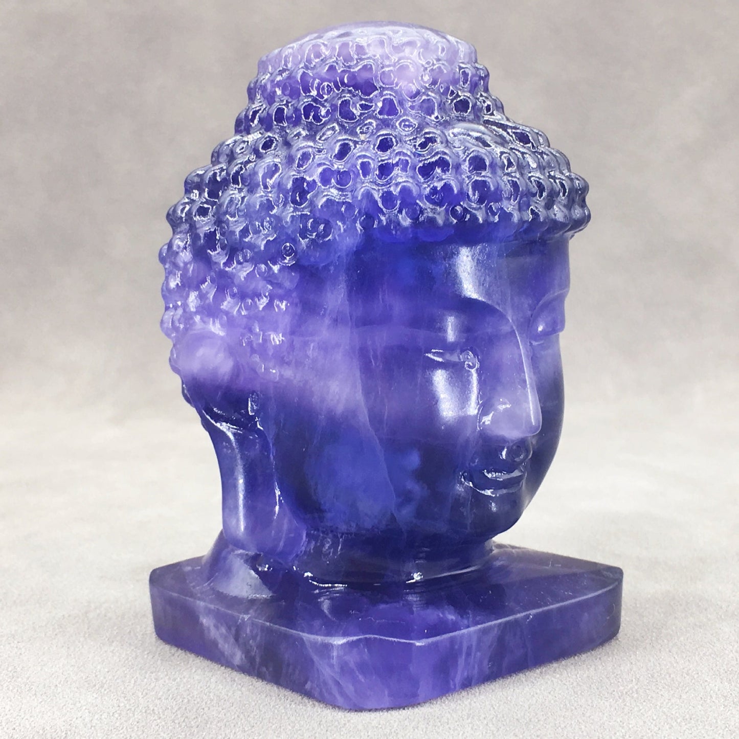 Fluorite Budda Head 8.5cm Carvings GEMROCKY-Carvings-