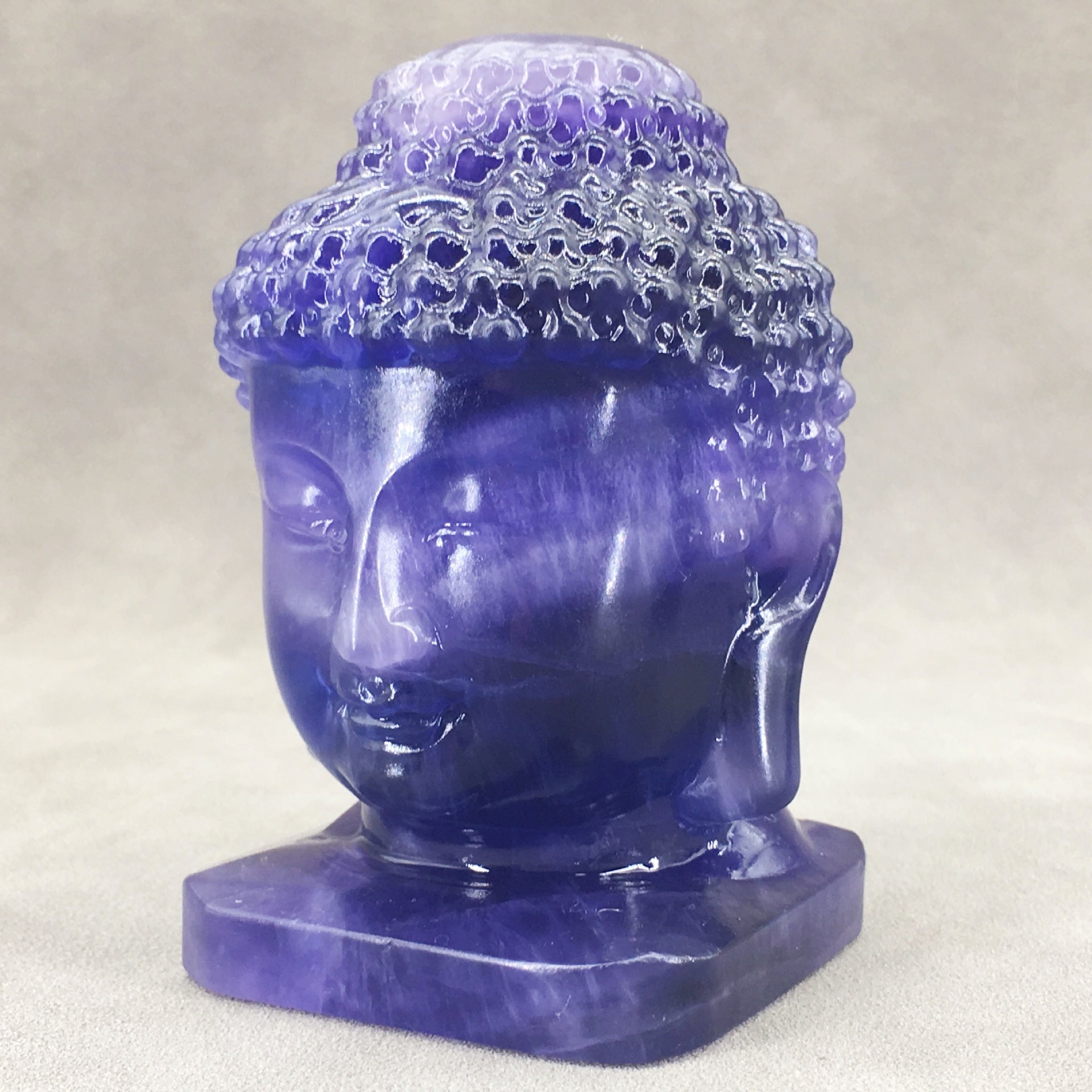 Fluorite Budda Head 8.5cm Carvings GEMROCKY-Carvings-