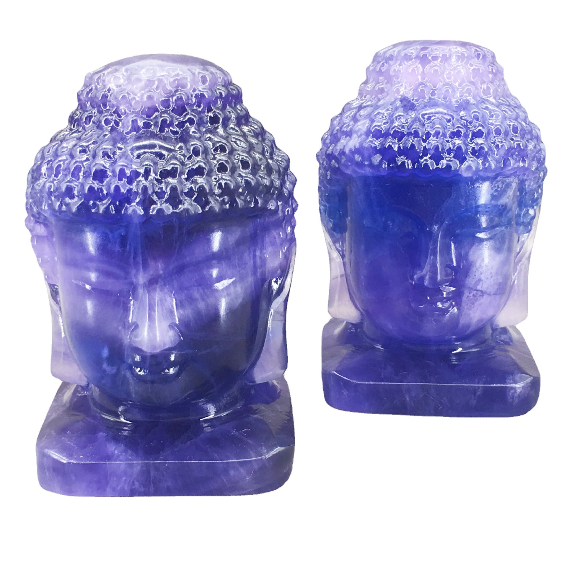 Fluorite Budda Head 8.5cm Carvings GEMROCKY-Carvings-