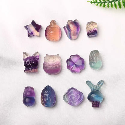 Fluorite Multi Styles of Super Mini Carvings GEMROCKY-Carvings-