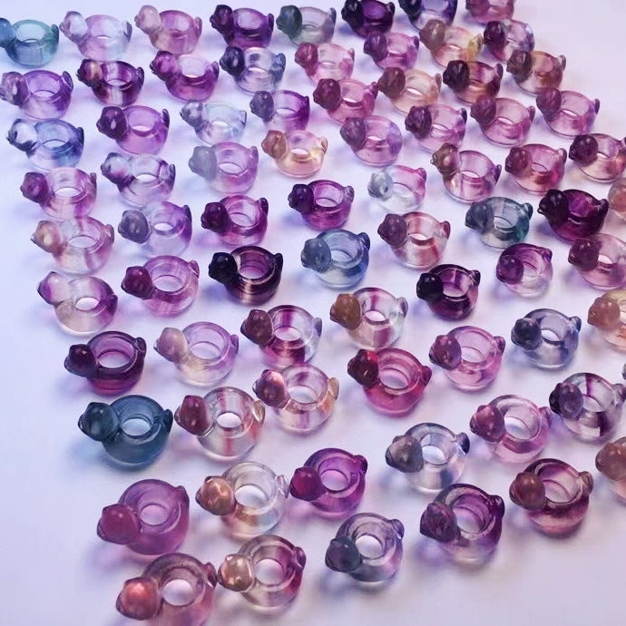 Fluorite Multi Styles of Super Mini Carvings GEMROCKY-Carvings-Duck 17mm-