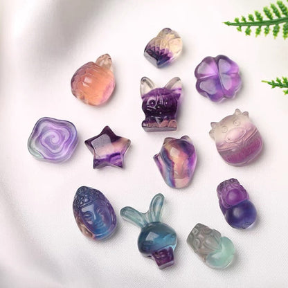 Fluorite Multi Styles of Super Mini Carvings GEMROCKY-Carvings-