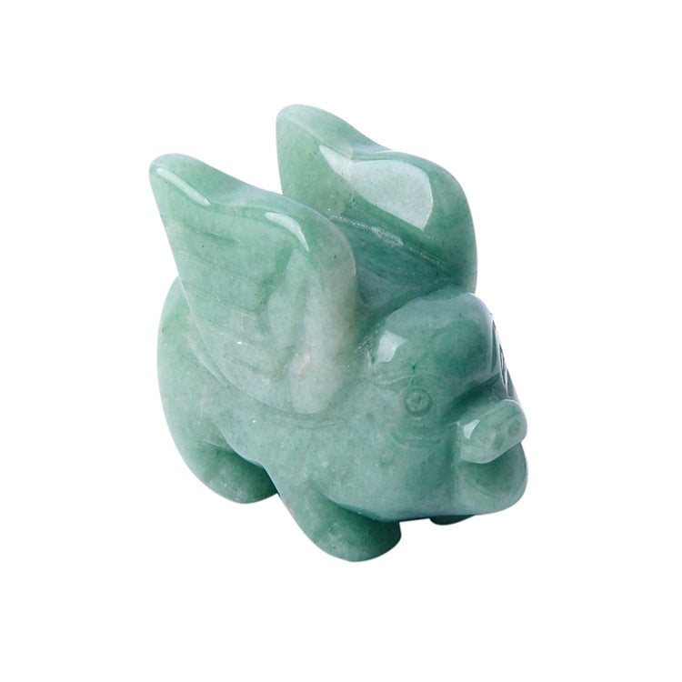 Flying Pig Crystal 4.5cm Carvings GEMROCKY-Carvings-Green Aventurine-