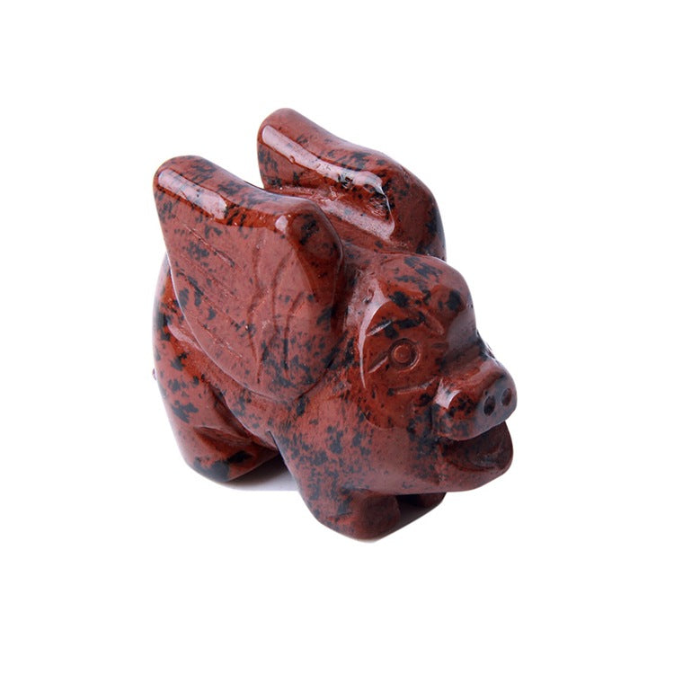 Flying Pig Crystal 4.5cm Carvings GEMROCKY-Carvings-Red Obsidian-