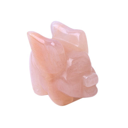 Flying Pig Crystal 4.5cm Carvings GEMROCKY-Carvings-Rose Quartz-