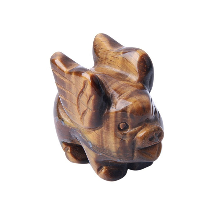 Flying Pig Crystal 4.5cm Carvings GEMROCKY-Carvings-Tiger Eye Stone-