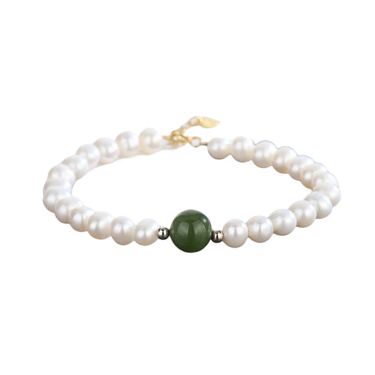 Freshwater Pearls Jade Ethnic Style 6mm Bead Bracelets GEMROCKY-Bracelets-