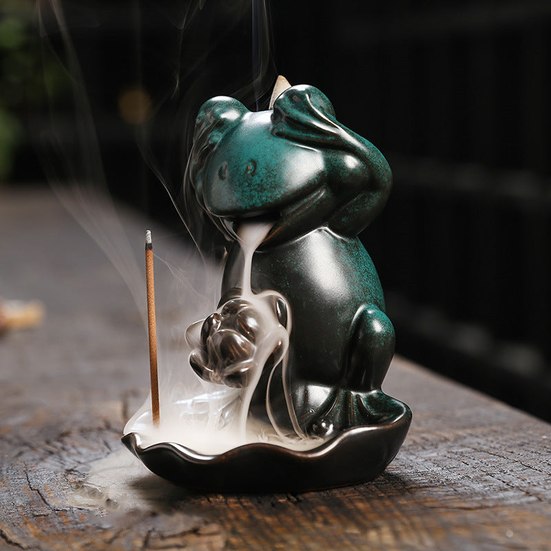 Frog on Lotus Backflow Halloween Incense Burner Home Decor Ornaments GEMROCKY-Psychic-