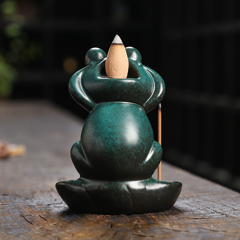 Frog on Lotus Backflow Halloween Incense Burner Home Decor Ornaments GEMROCKY-Psychic-