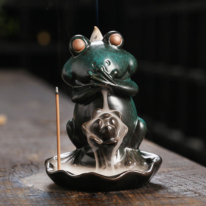 Frog on Lotus Backflow Halloween Incense Burner Home Decor Ornaments GEMROCKY-Psychic-DONT SAY-