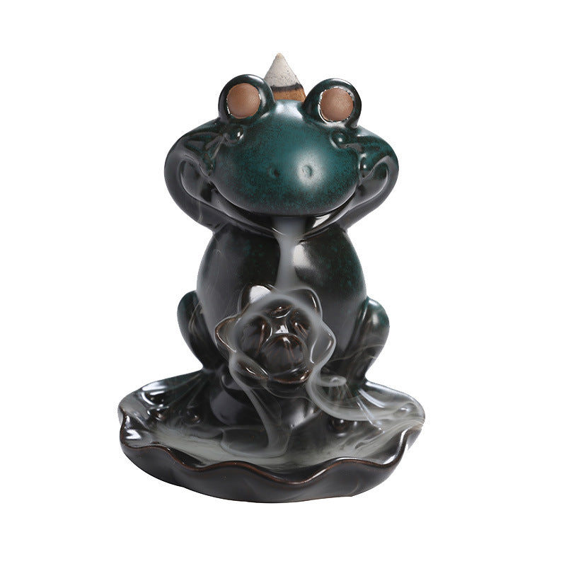 Frog on Lotus Backflow Halloween Incense Burner Home Decor Ornaments GEMROCKY-Psychic-