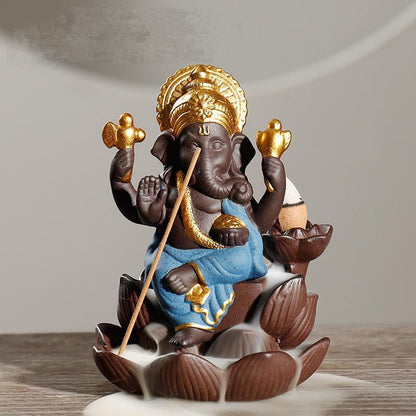 Ganesha Indian Ele God Backflow Incense Burner Home Decor Ornaments GEMROCKY-Psychic-Blue-