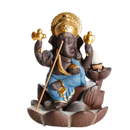 Ganesha Indian Ele God Backflow Incense Burner Home Decor Ornaments GEMROCKY-Psychic-