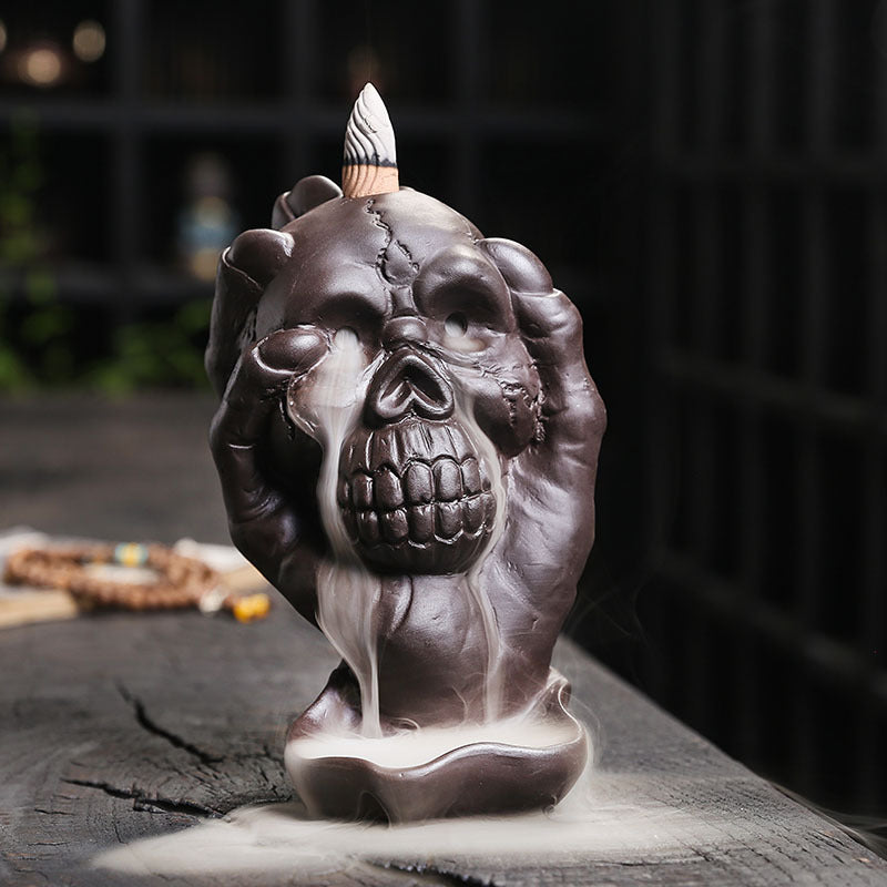 Ghost Hand Skull Halloween Backflow Incense Burner Home Decor Ornaments GEMROCKY-Psychic-