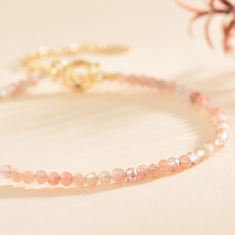 Gold Strawberry Quartz 2.5mm Facet Bracelets GEMROCKY-Jewelry-