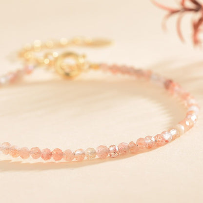 Gold Strawberry Quartz 2.5mm Facet Bracelets GEMROCKY-Jewelry-