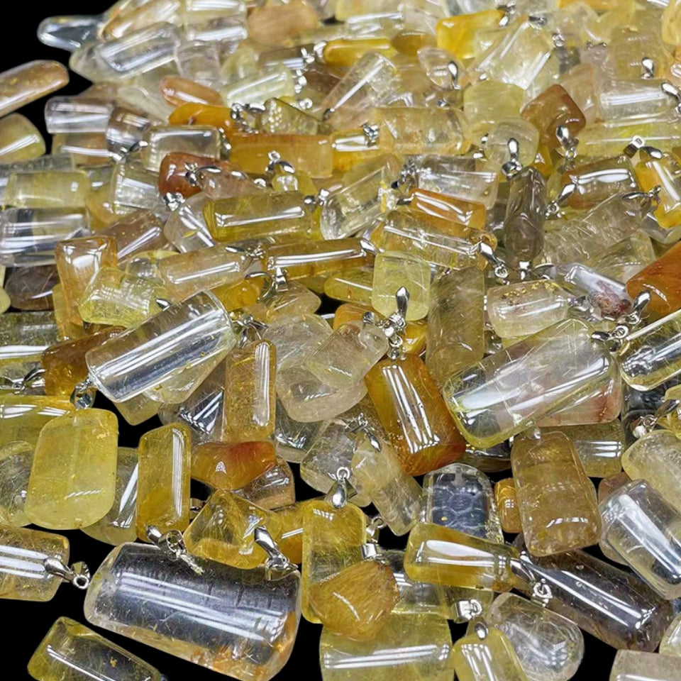 Golden Rutile Quartz Pendants for Necklace GEMROCKY-Jewelry-