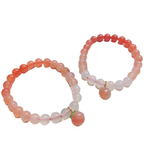 Gradient Carnelian Agate Peach Drop Bead Bracelets GEMROCKY-Bracelets-