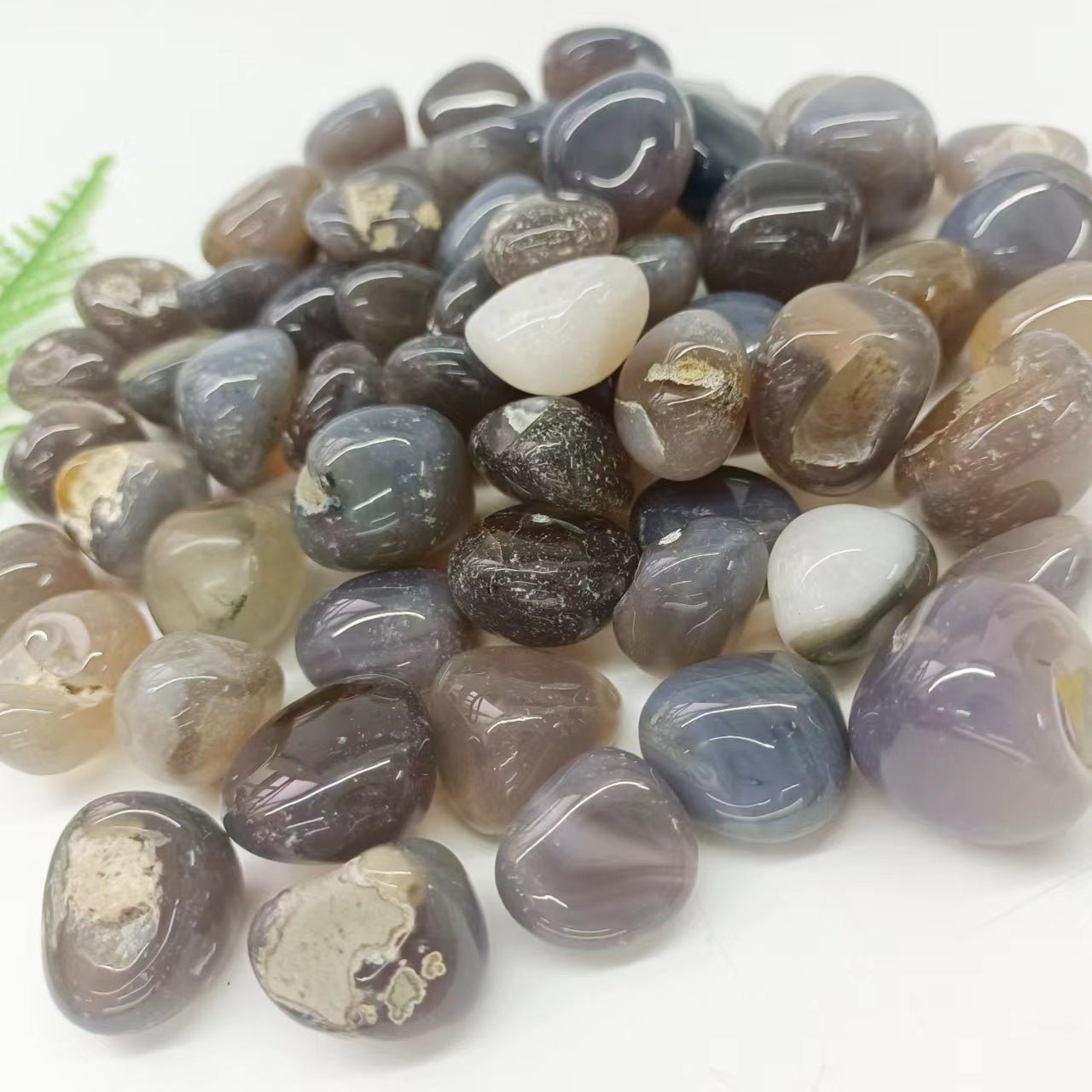 Gray Agate Tumble Stones GEMROCKY-Tumbles-