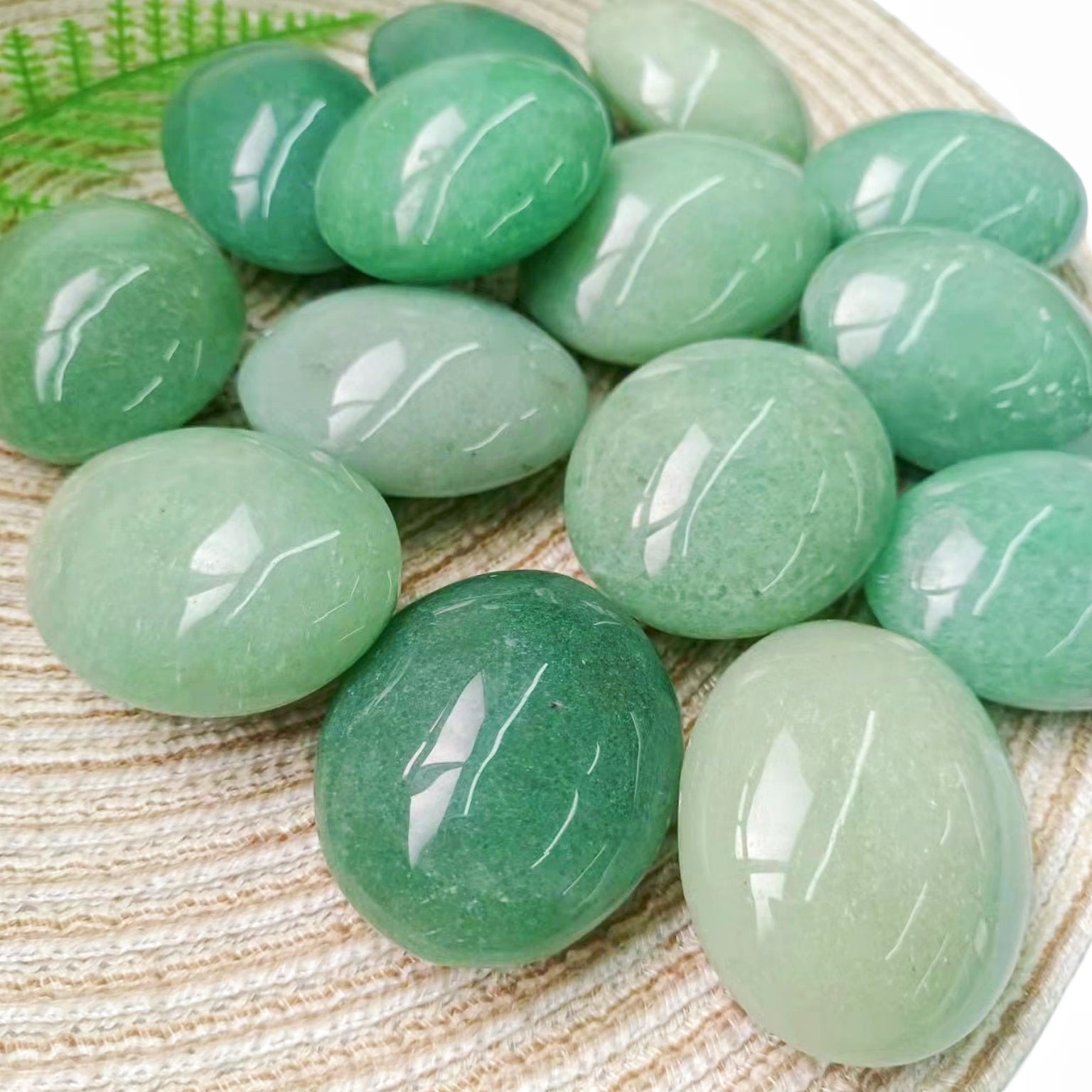 Green Aventurine Palm Stones GEMROCKY-Carvings-